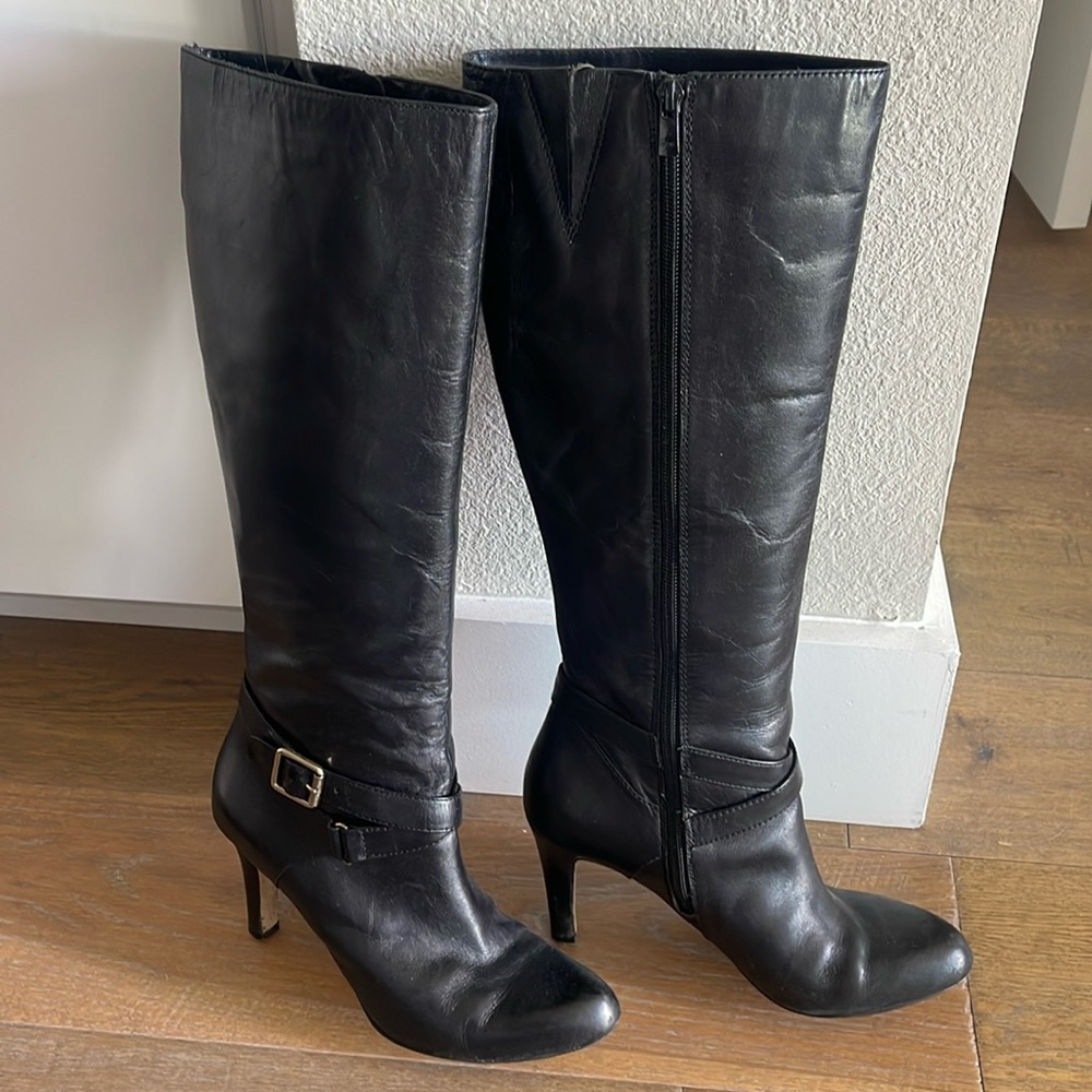 Ann Taylor Black Knee high boots - fits wide calf